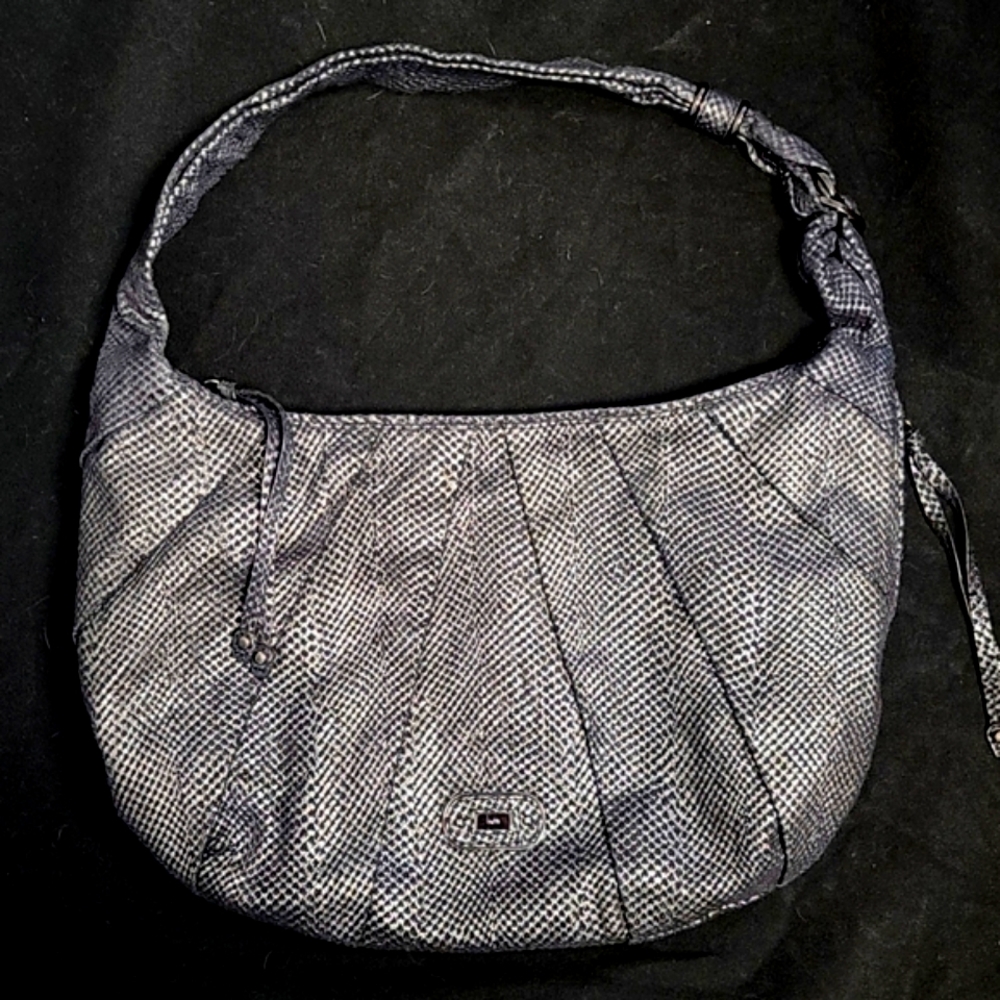 Rafé New York, Rare Vintage Snake Skin look Black/Silver Purse. Large